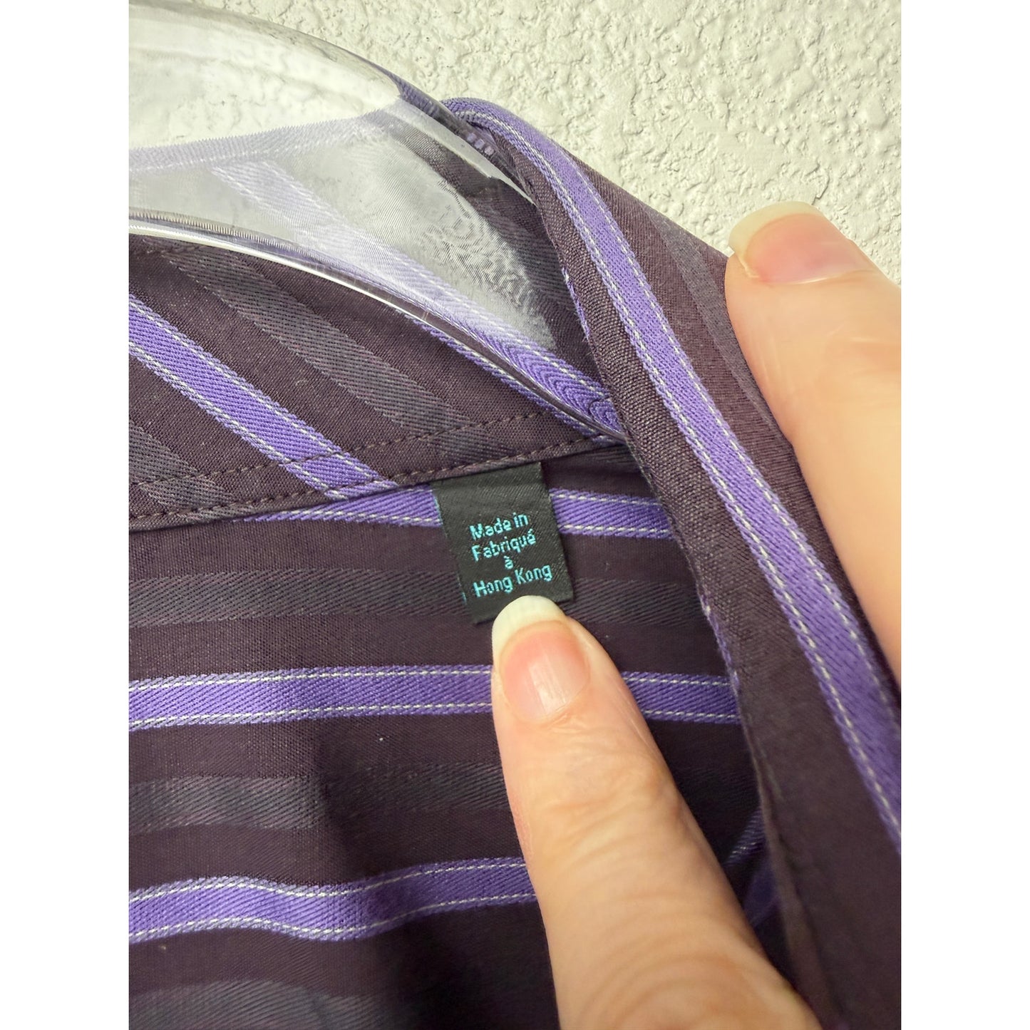 Ben Sherman Soho Purple Black Stripe Shirt Mens 16.5 32/33