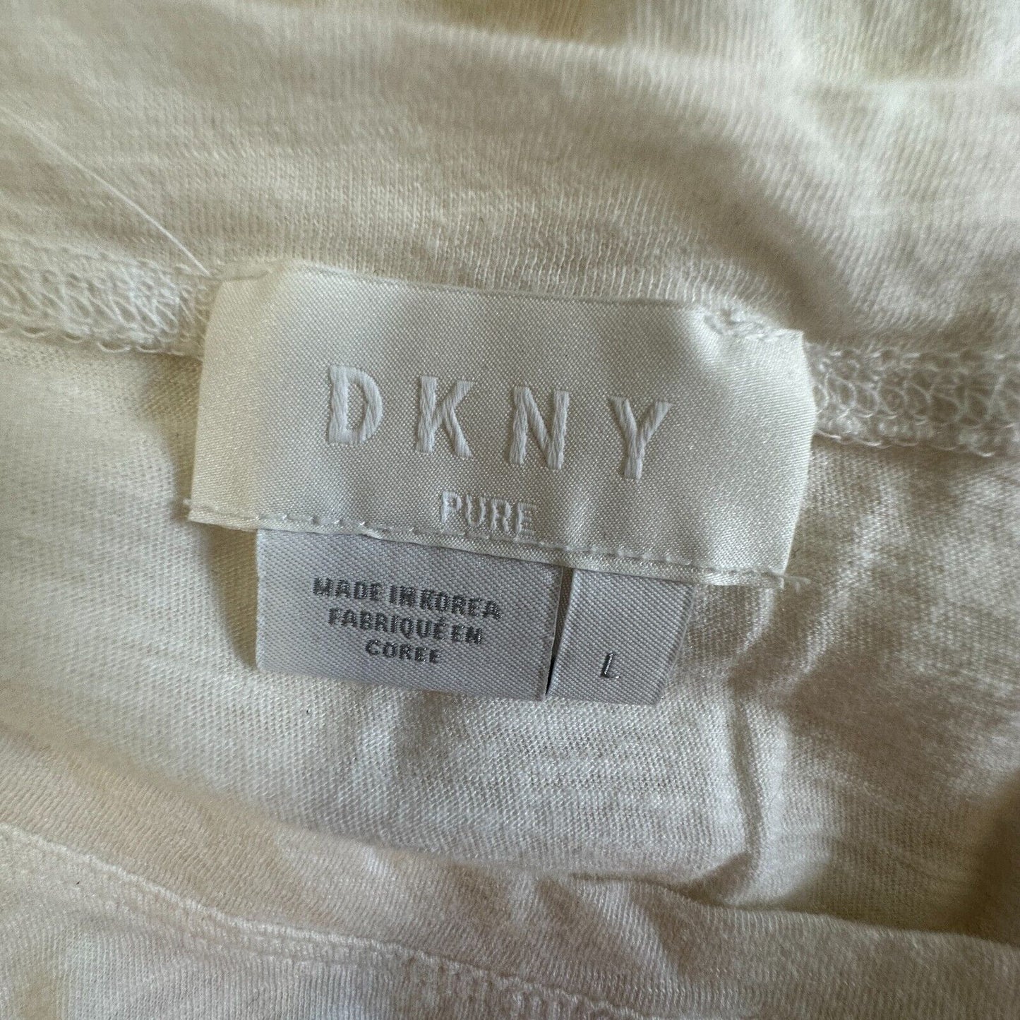 DKNY Ultra Soft Cream Short Sleeve Side Slit Round Neck Boxy Crop Top L