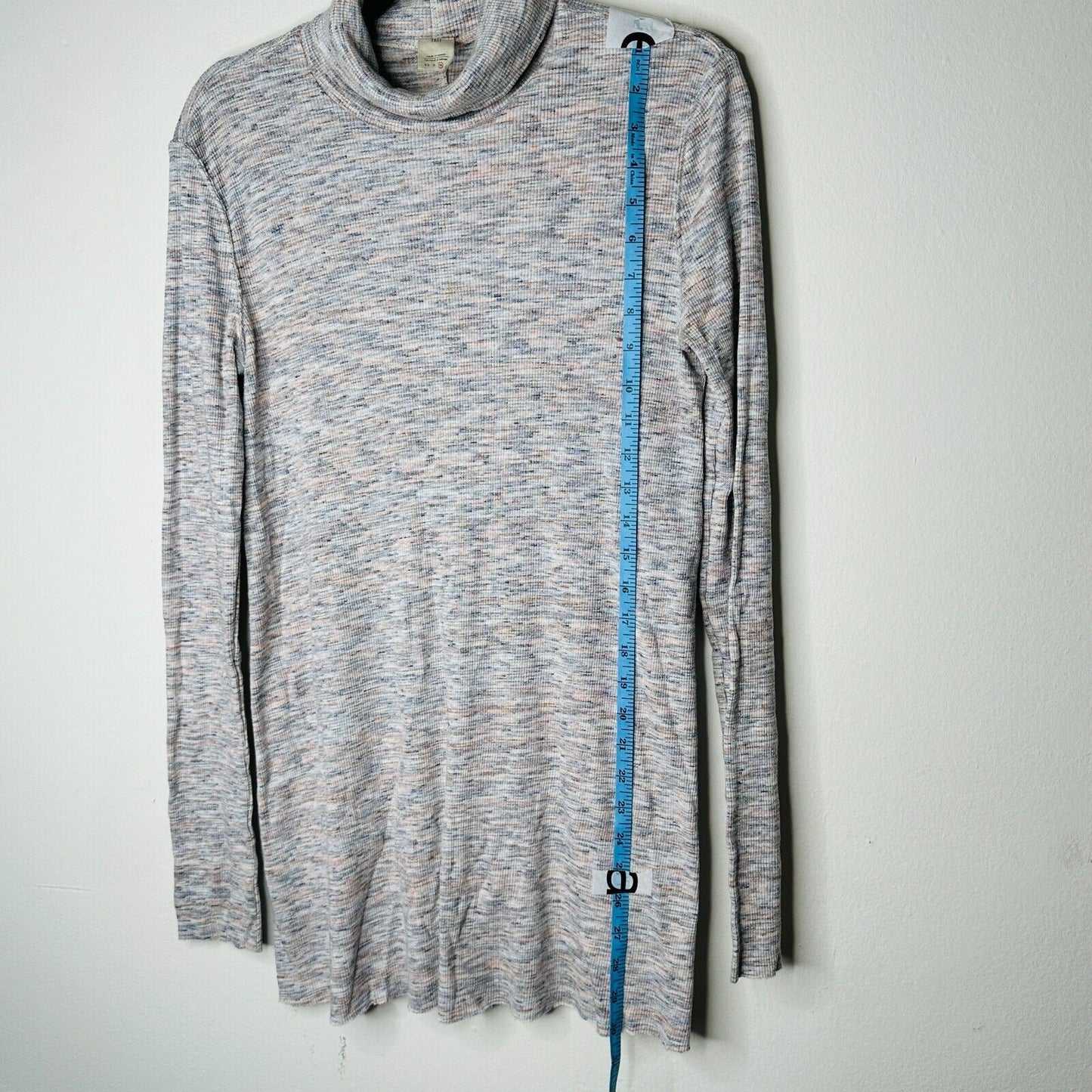 We The Free Ivory Multi-Color Long Sleeve Open Back Turtleneck Tunic Medium