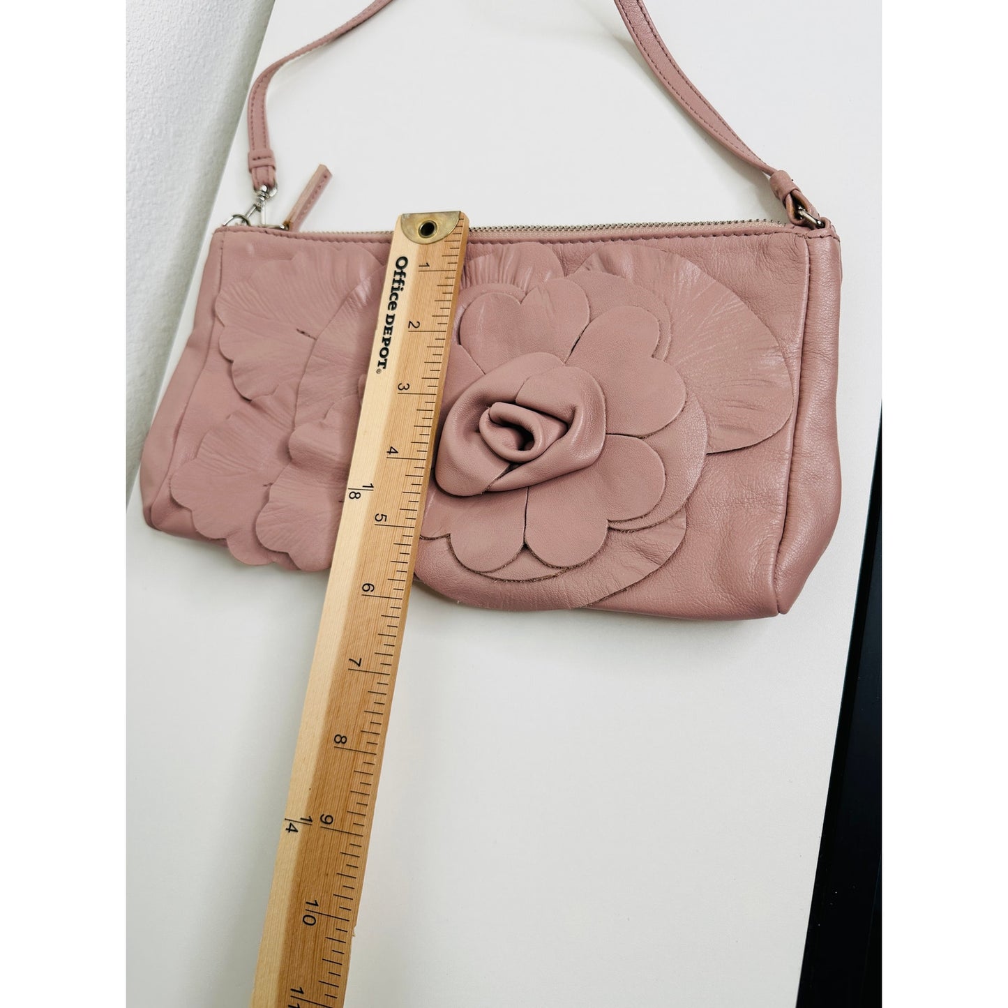 NWOT Furla Dusty Pink Floral Leather Embellished Handbag