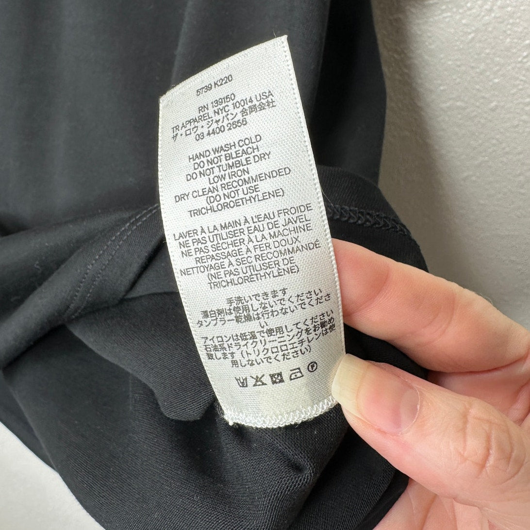 NWT The Row Black Chiara Round Neck Short Sleeve 100% Pima Cotton Top L