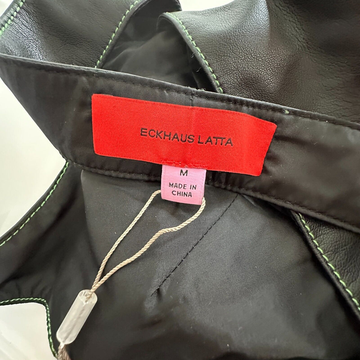 NWOT Eckhaus Latta Black Switch Halterneck Zip Top Tonal Stitch Scoop Neck Med