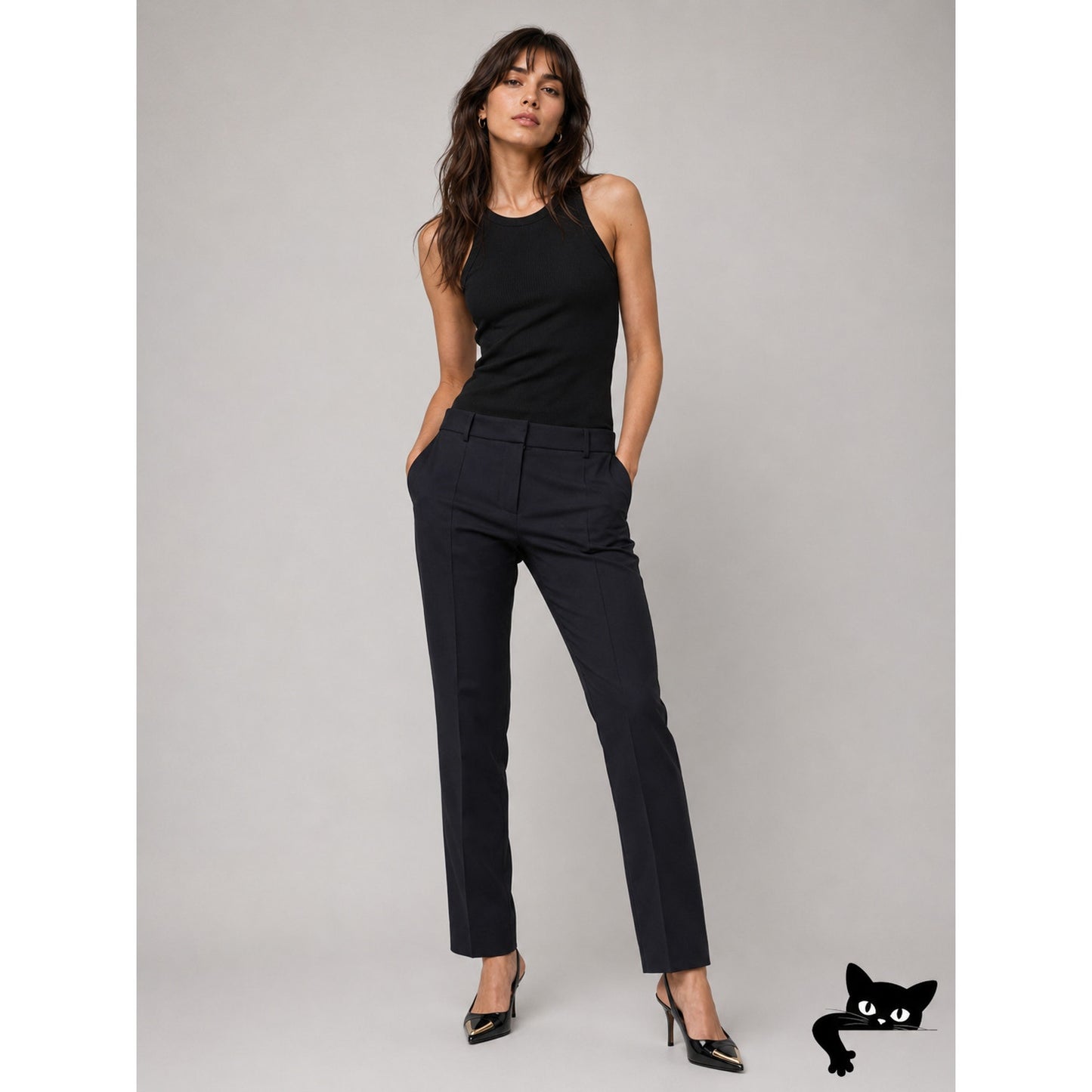 Stella McCartney Black Tailored Pants Women size 6 Slim Leg