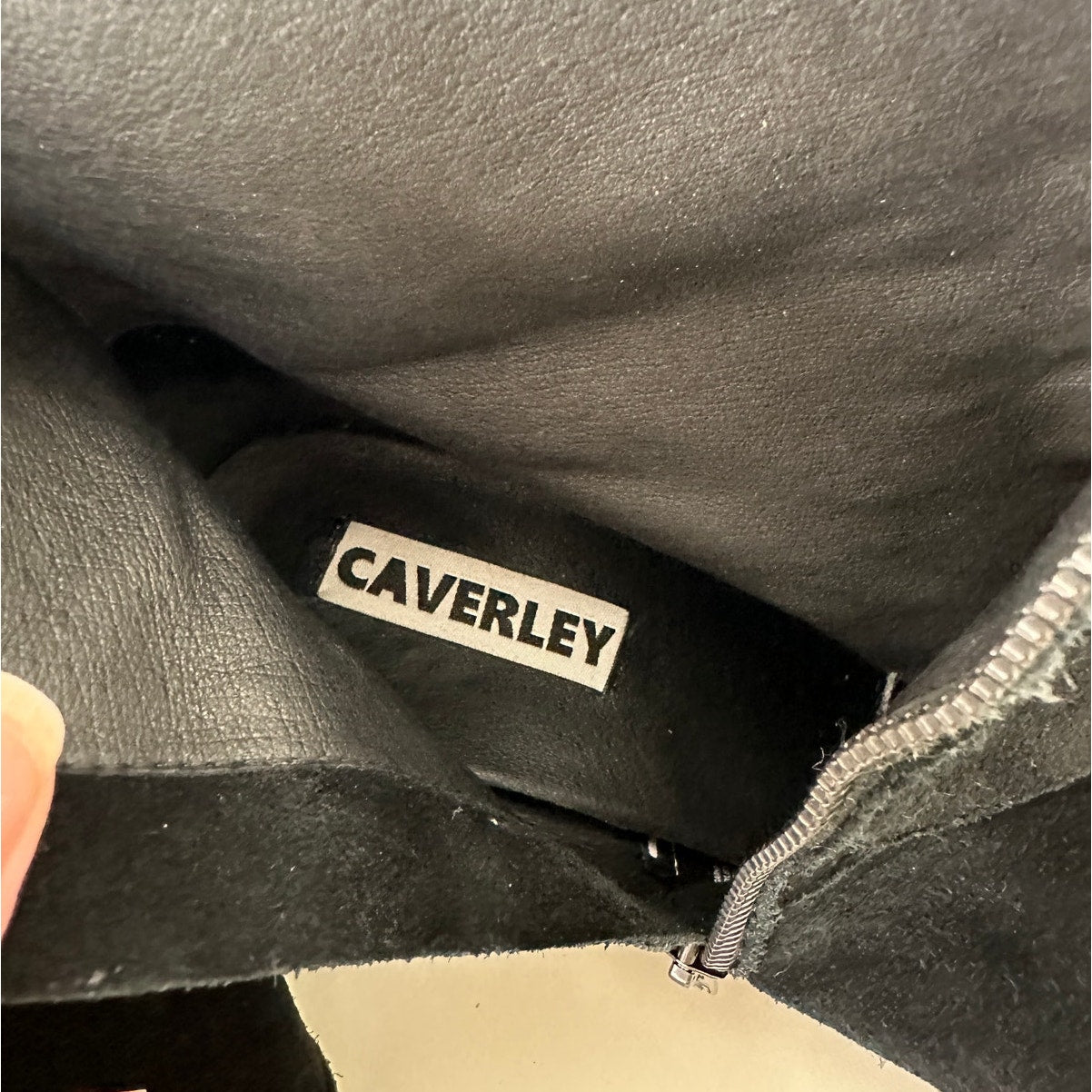 Caverley Black Suede Western Heeled Zip Ankle Boot Booties 39 / 8