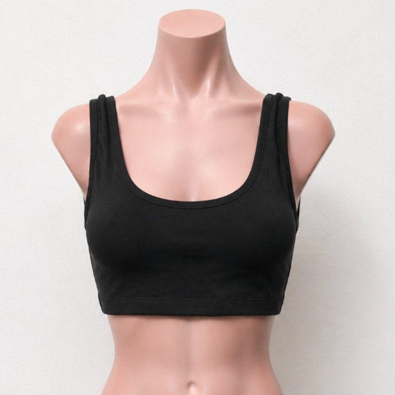 Fashion Nova Jet Black Stretch Square Neck Crop Tank Top Bralette Extra-Small XS