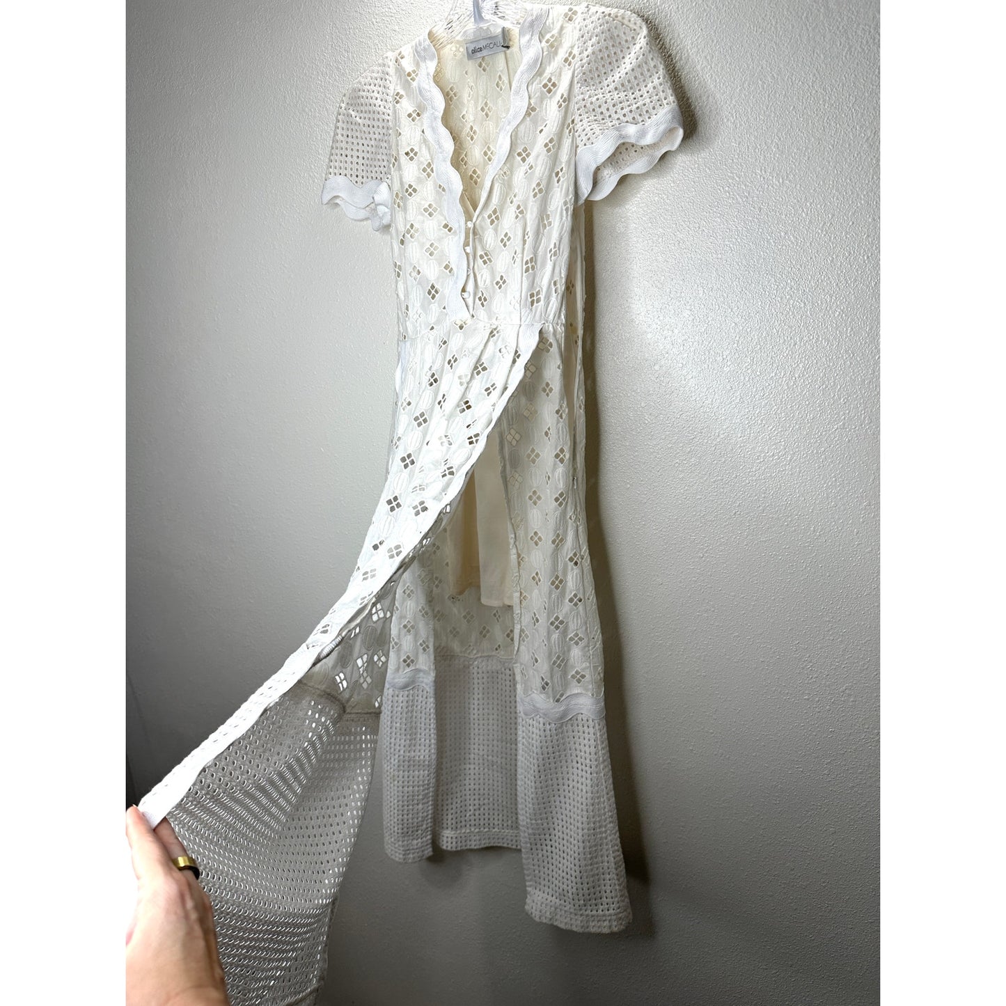 Alice McCall Daybreak White Ivory Broderie Lace Midi with Slip Dress 2