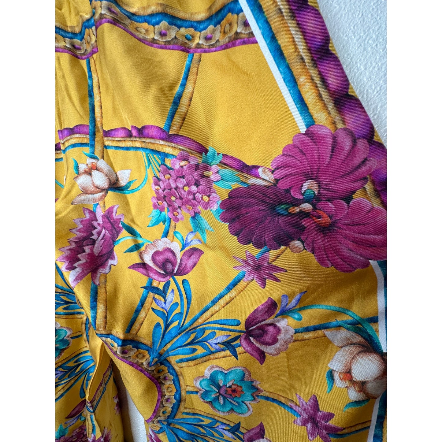 La DoubleJ Yellow Multi-Color Printed Silk Pull-on Palazzo Pant XL