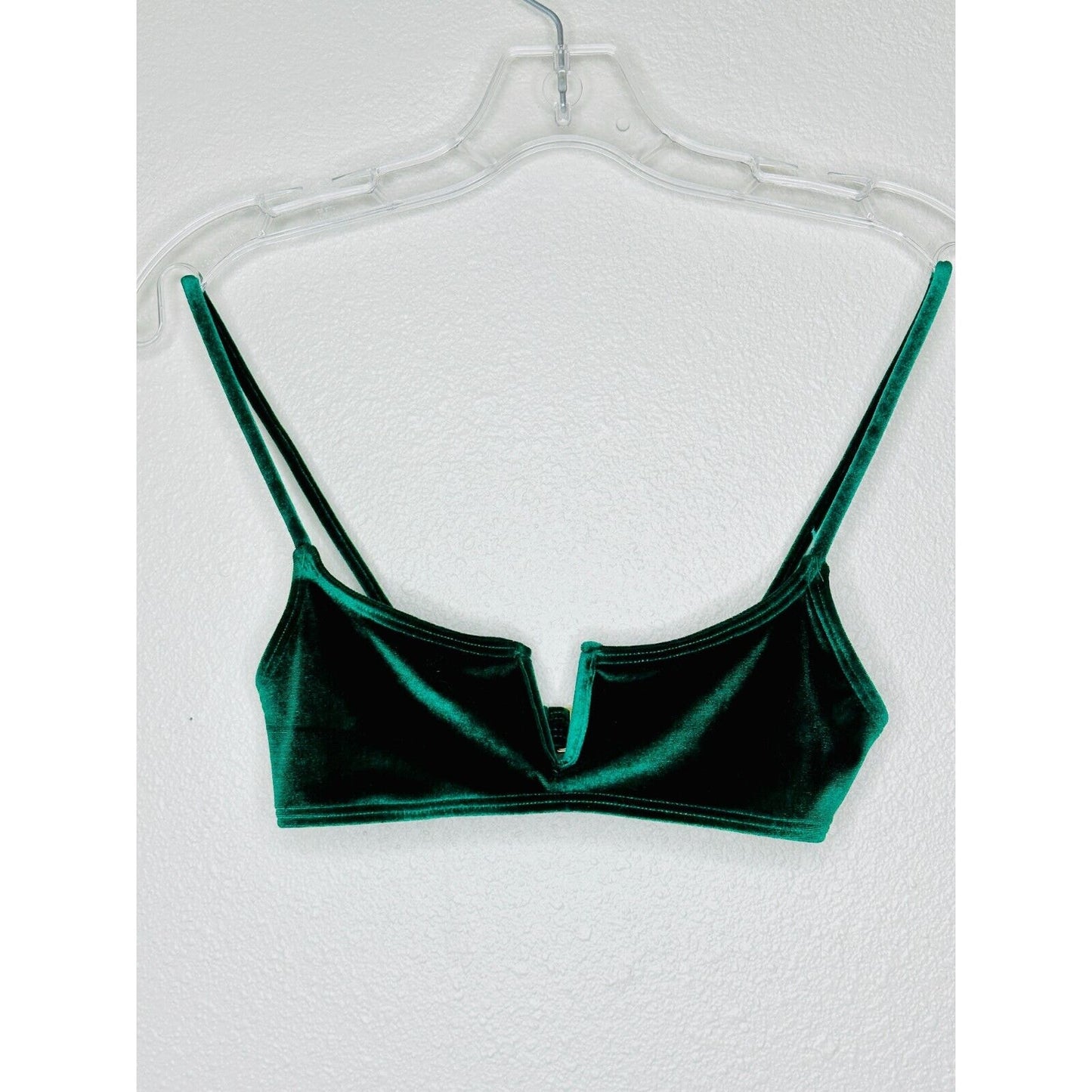 South Beach Forest Green Jade Velvet V-Cutout Bikini Top Gold Hardware 6