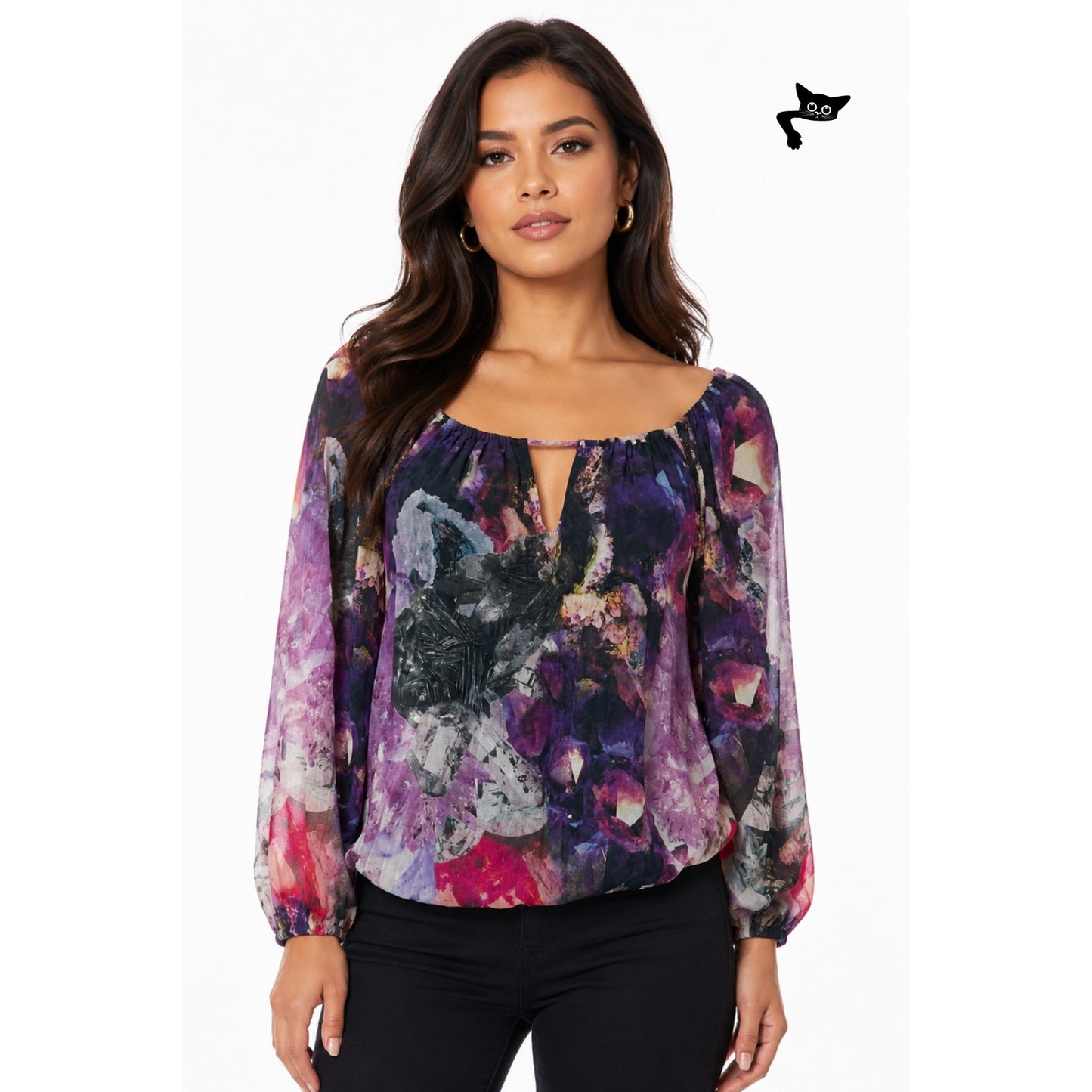 Alice + Olivia Womens Purple Silk Peasant Blouse XS