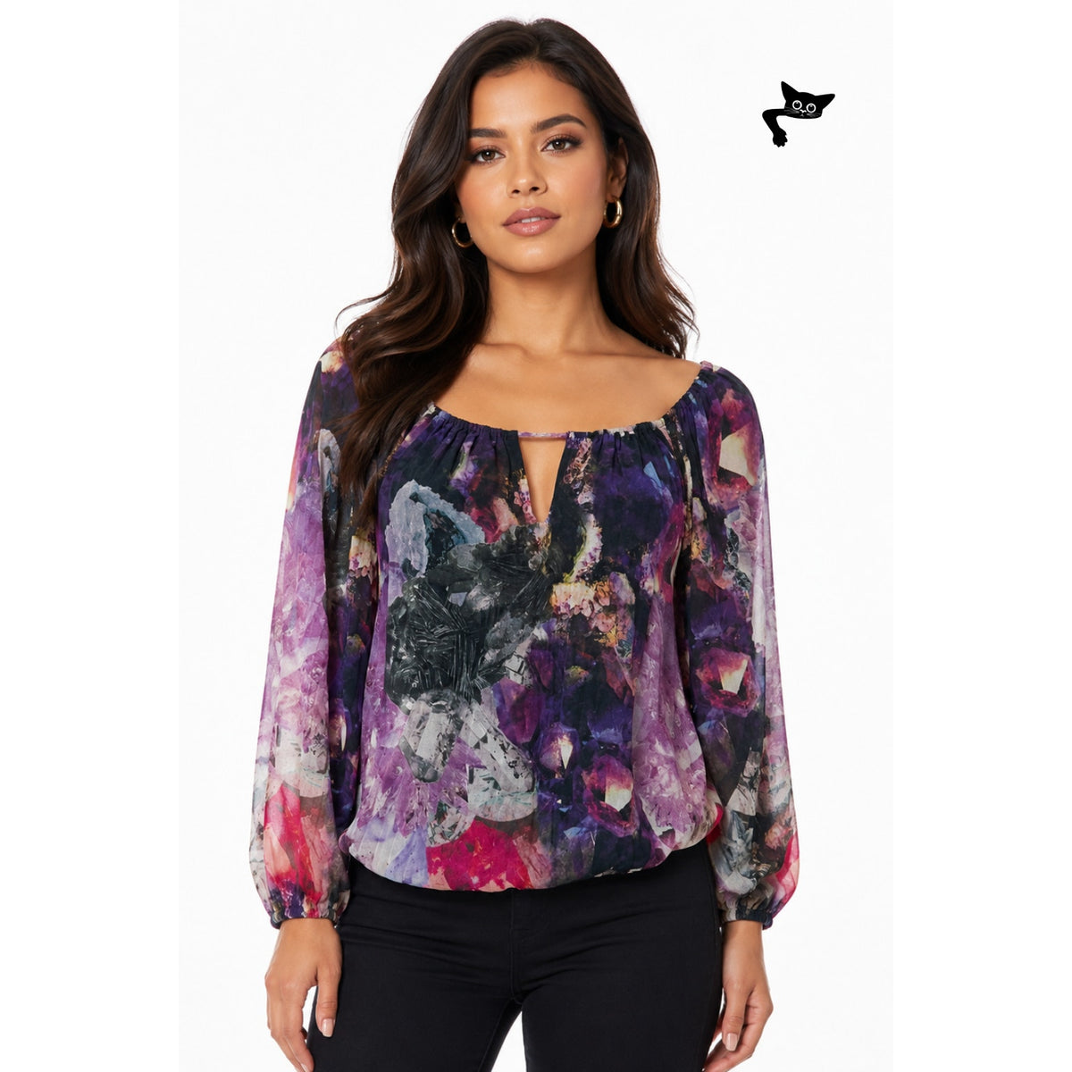 Alice + Olivia Womens Purple Silk Peasant Blouse XS