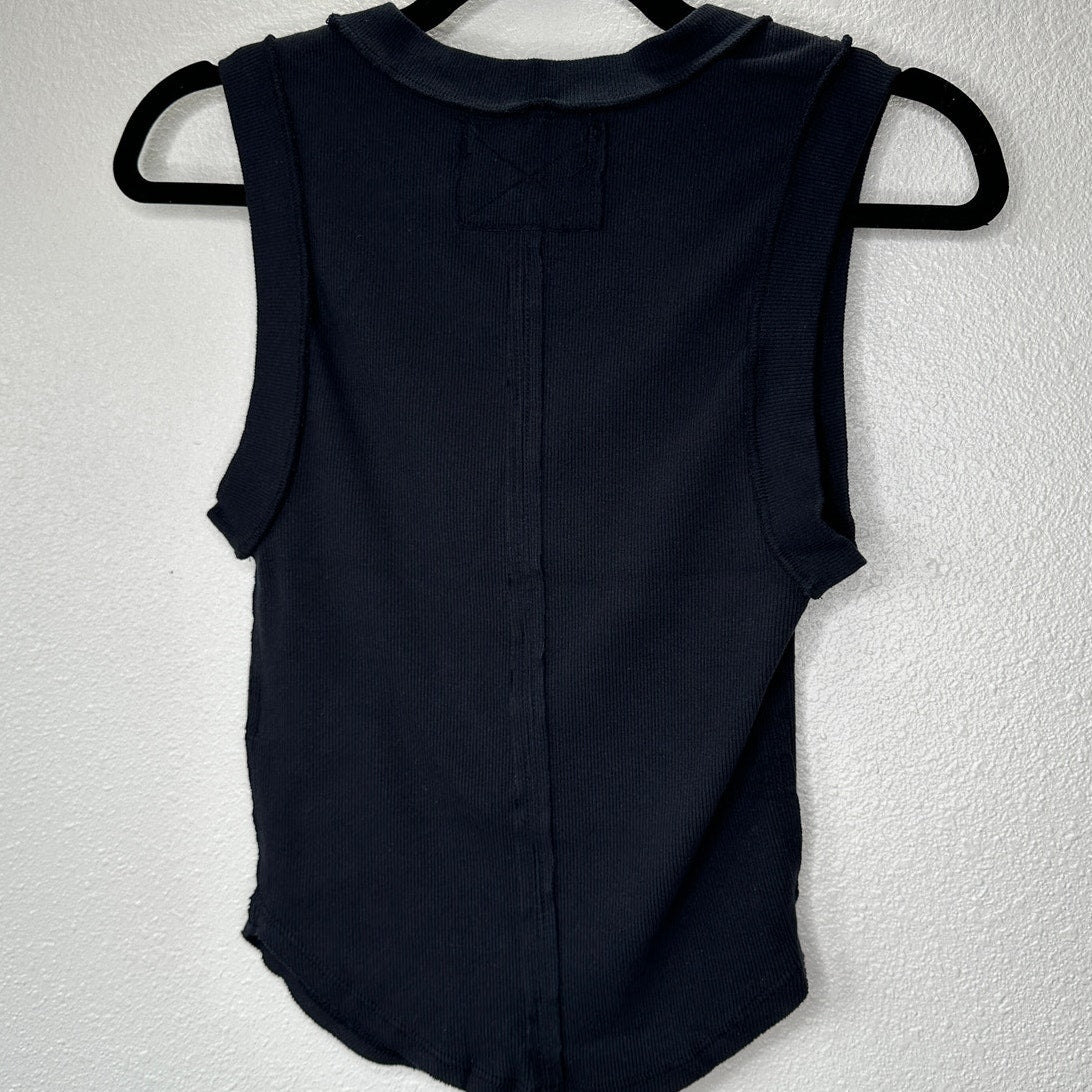 We The Free Black Round Neck Sleeveless Kate Shirt Ribbed Tank Top S