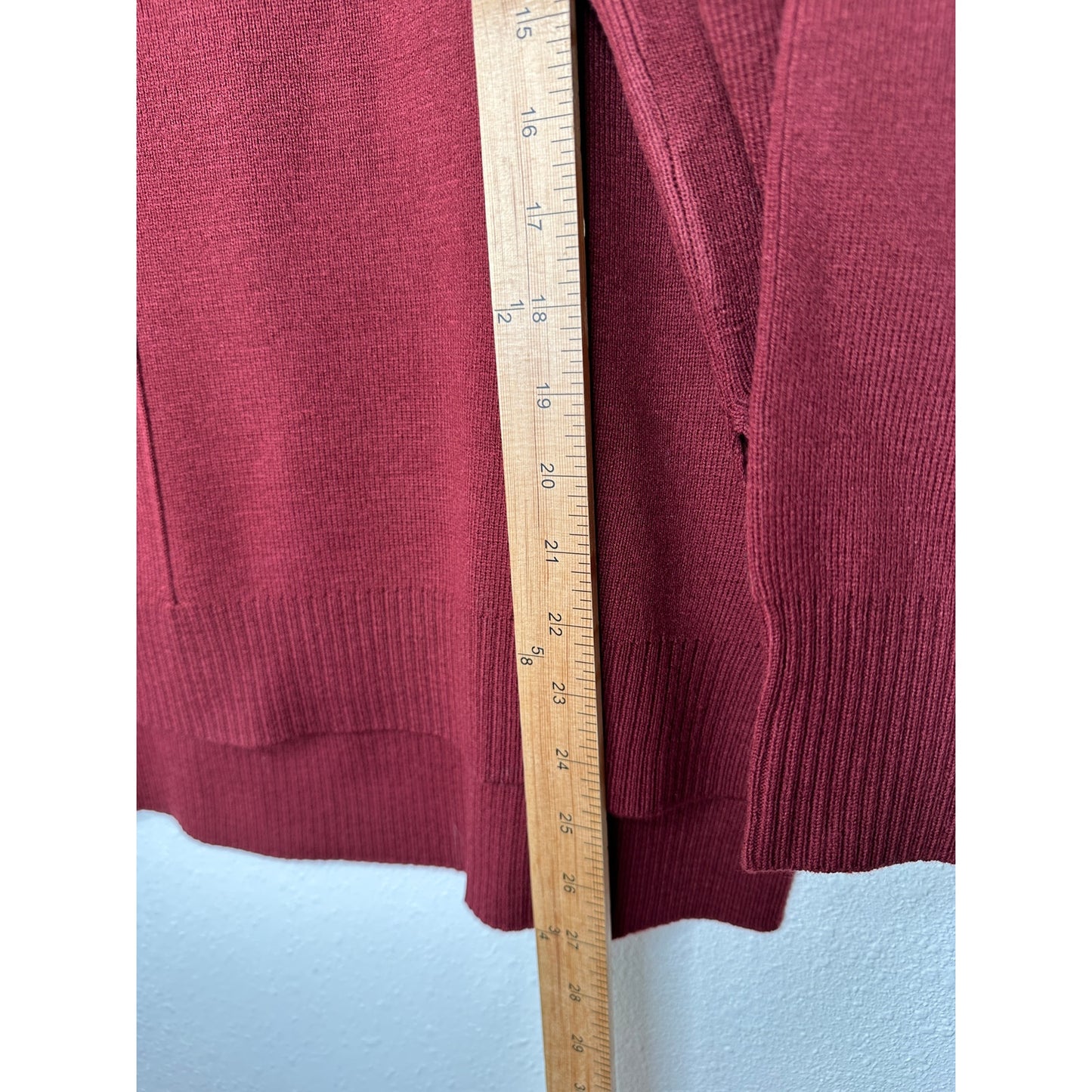 The Work Shop Burgundy Mock Neck Long Sleeve High Low Sweater S