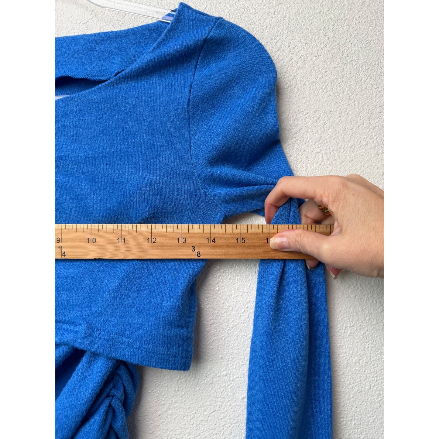 by.DYLN Cobalt Blue Tube Top Ruched Cutout Tube Top Crop Cardigan XS