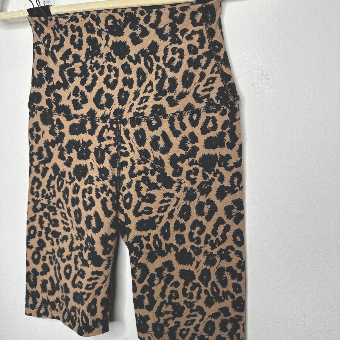 LNA Leopard Print High Band Waist Silhouette Biker Shorts Cotton Spandex Small