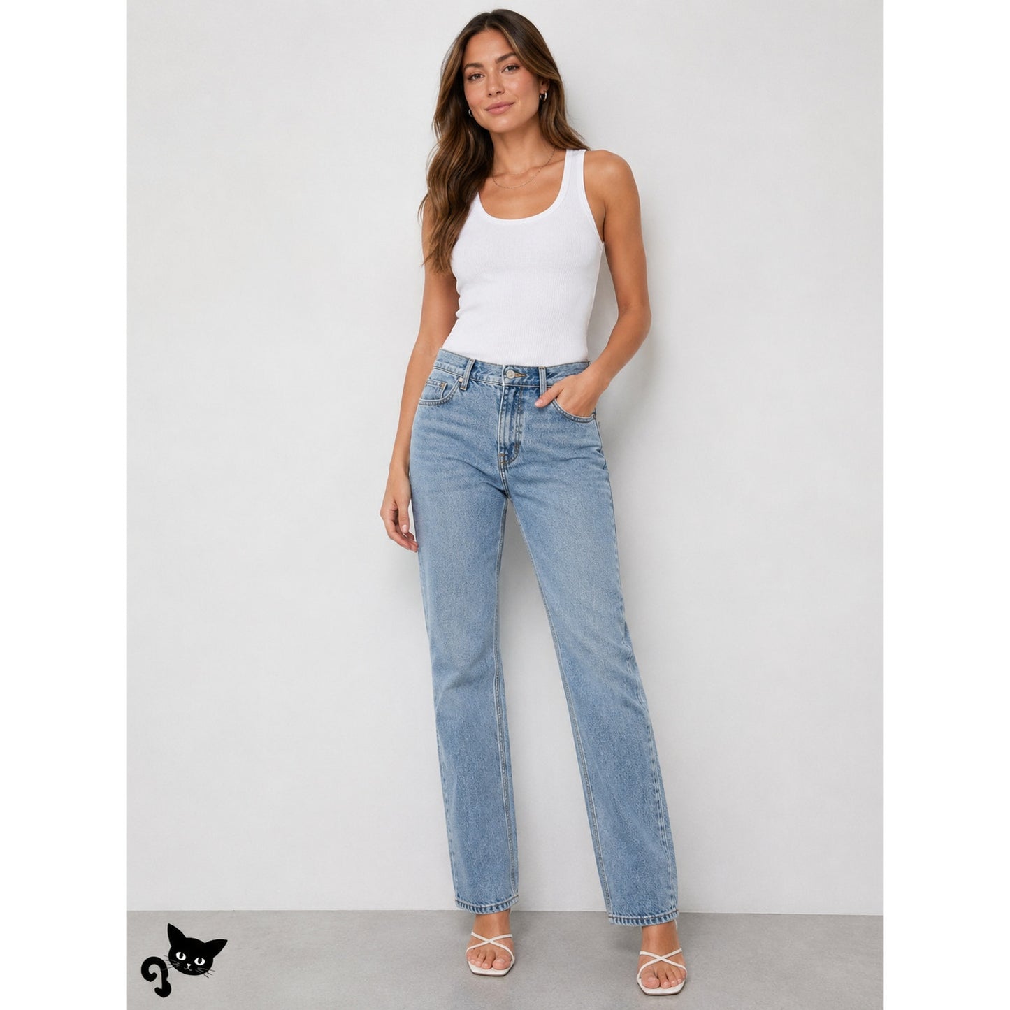 Zara Light Medium Wash Jeans US 32 Button Fly Straight Leg
