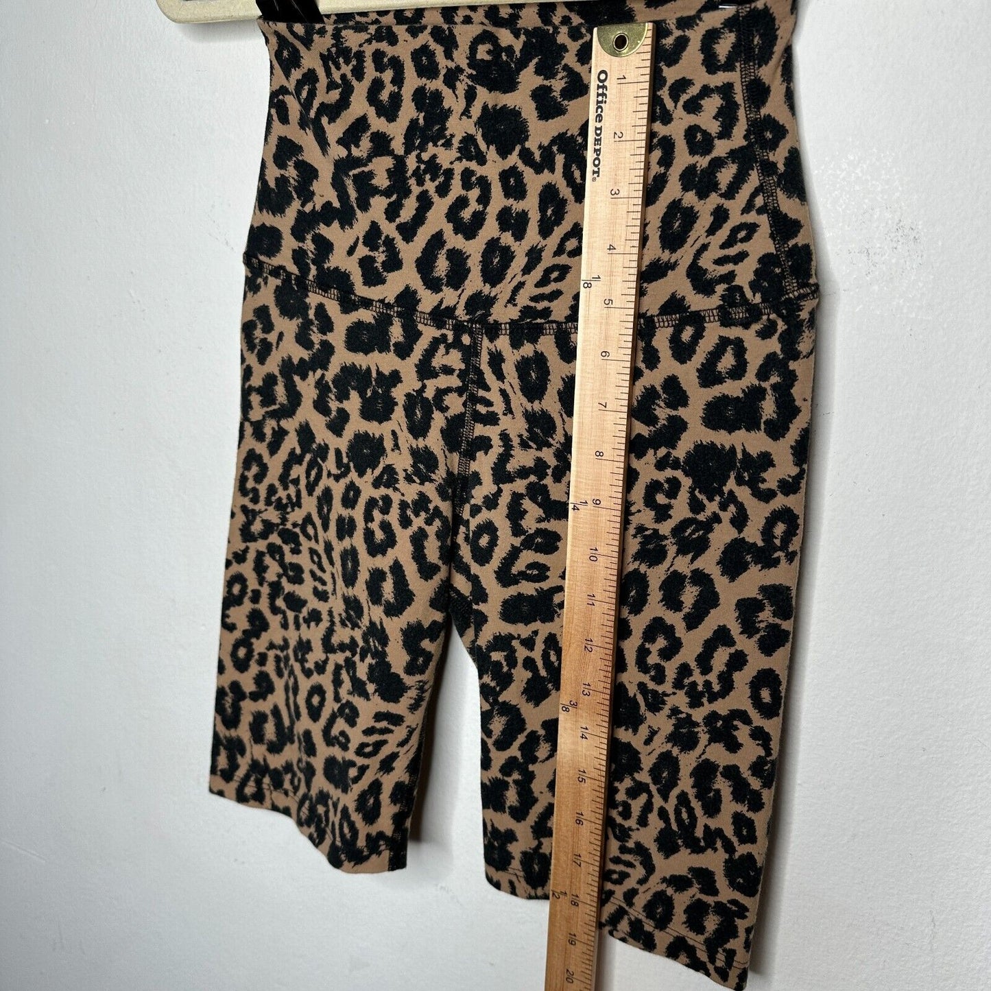 LNA Leopard Print High Band Waist Silhouette Biker Shorts Cotton Spandex Small