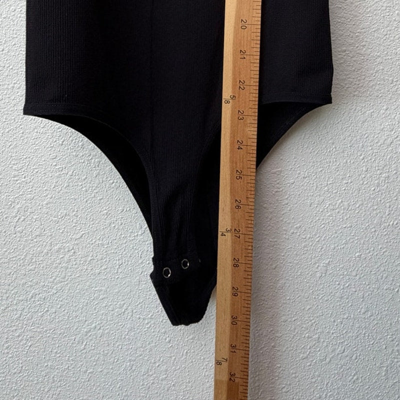 Free People Intimately Black Mock Neck Keyhole Back Bodysuit