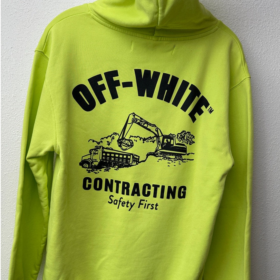 Off-White Contracting Graphic Print Hoodie Lime/Yellow Unisex S