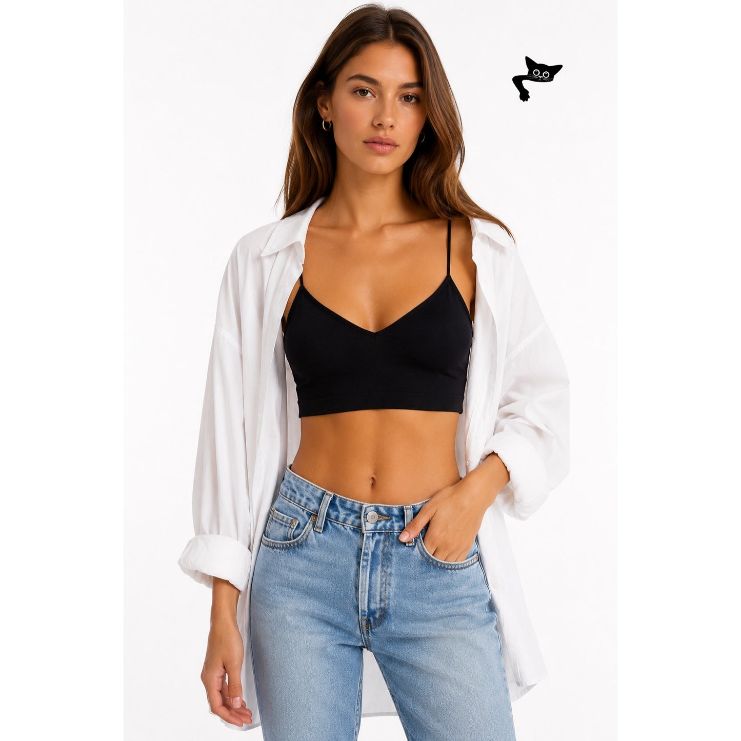 Free People Intimately Black V-Neck Spaghetti Strap Bralette XS/S