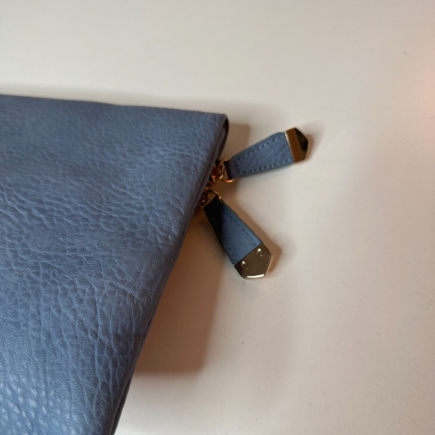 Urban Expressions Stella Dusty Blue Pebble Vegan Striped Interior Leather Clutch