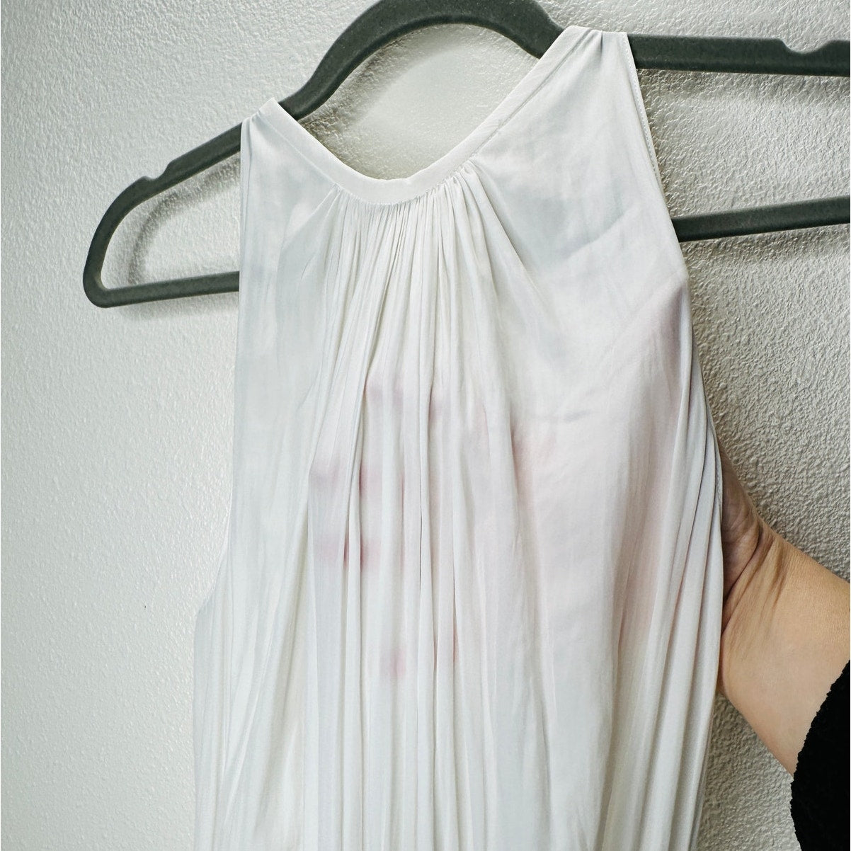Ramy Brook White Paris Sleeveless High Neck Ruched Smocked Waist Mini Dress S