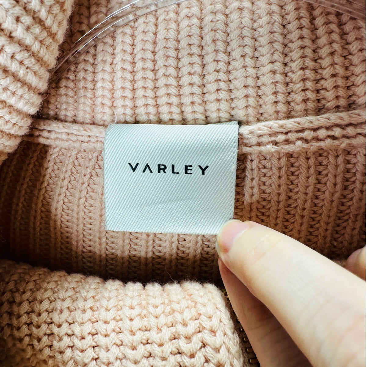 Varley Pink Mentone Half Zip Wide Collar Shaker Sweater XS