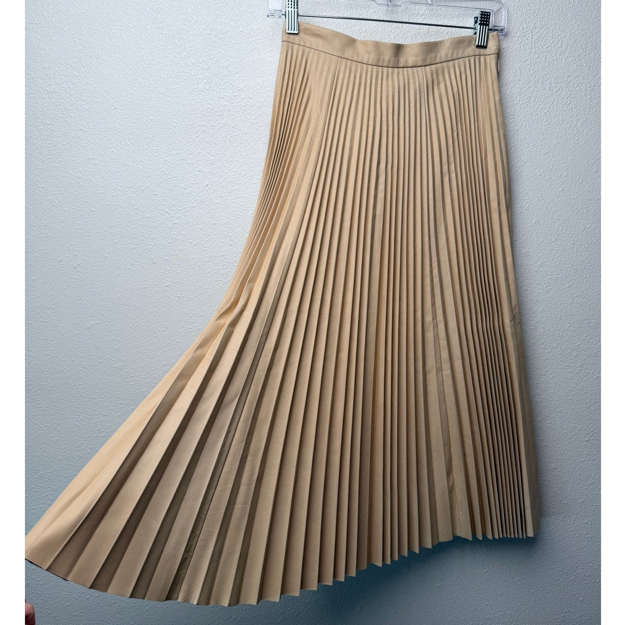 August Getty Atelier Accordion Pleat Leather Maxi Skirt Nude Women's US XS