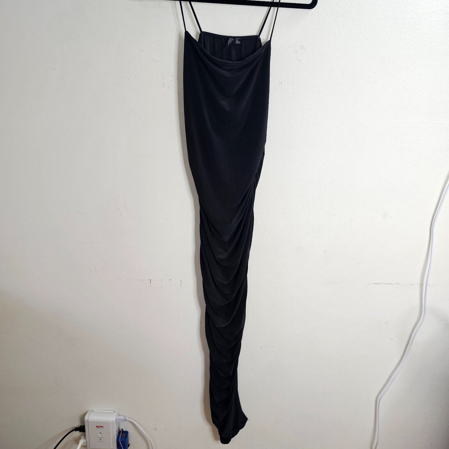 Nasty Gal Sexy Black Only Fools Ruche In Maxi Side-Ruched Dress 2
