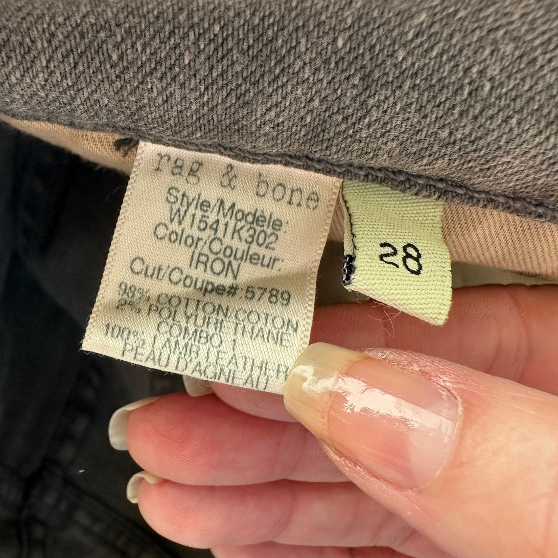 Rag & Bone Iron Skinny Grey Women’s US 28 Mixed Media Zip Jeans