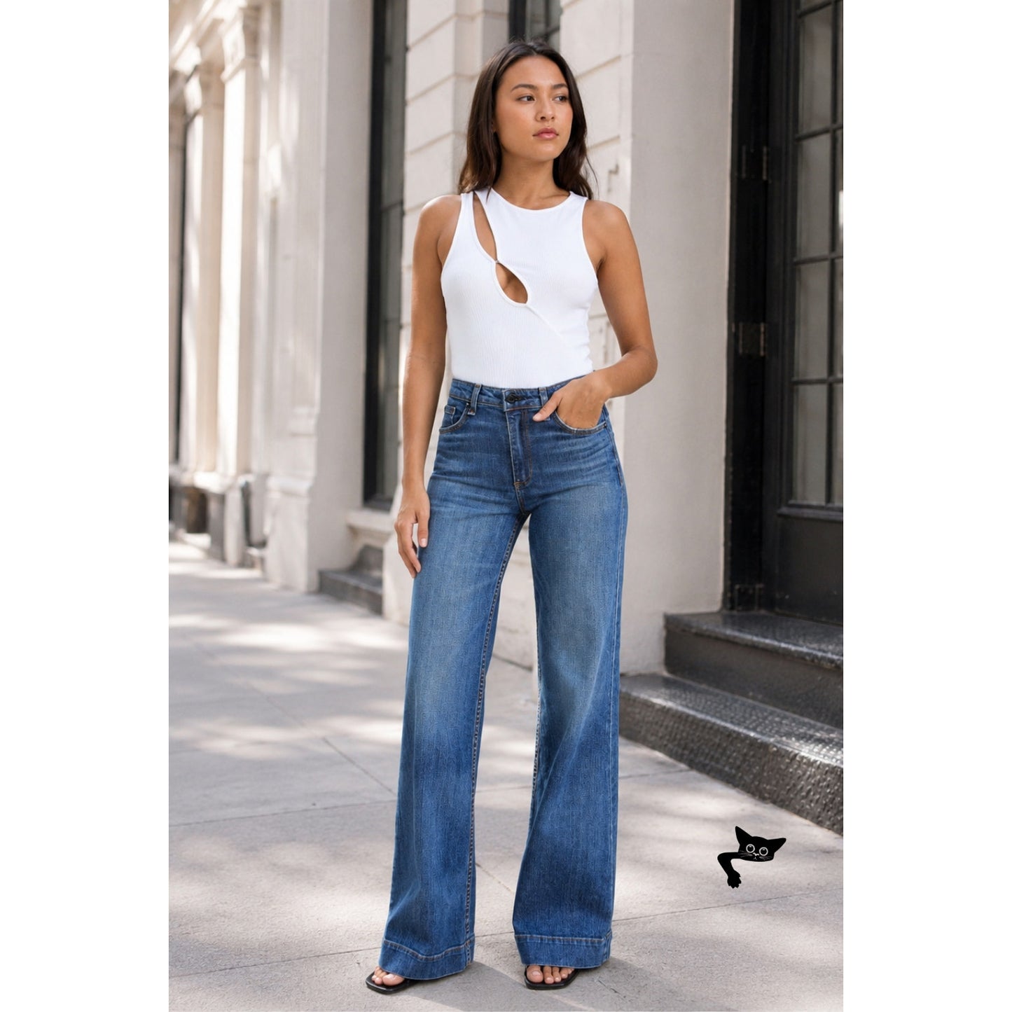 ASKK NY Juniper Jeans Blue Womens 27 Wide Leg