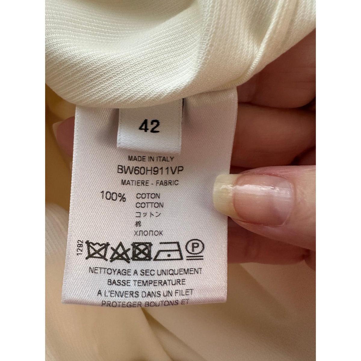 NWT Givenchy Shirt Cream Mens US L Roll Tab Sleeves