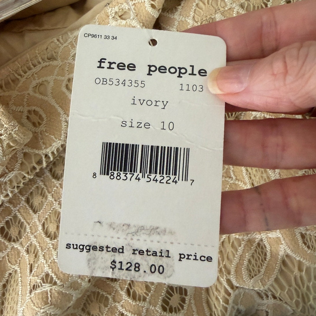NWT Free People One Million Lovers Ivory Crochet Lace Mini Dress Size 10