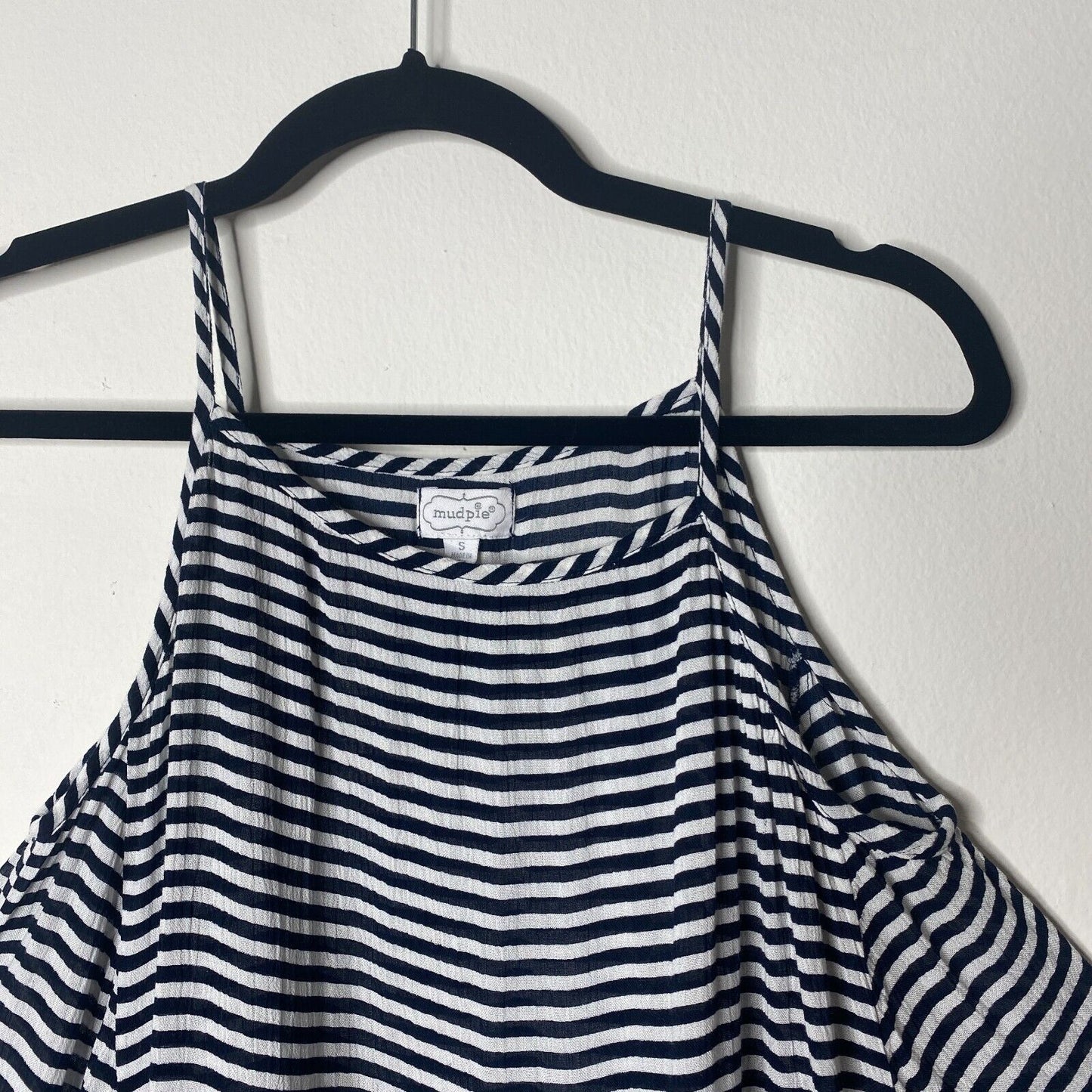 Mudpie Navy & White Thin Striped Flowy Sleeveless Stretch Tank Shift Dress S