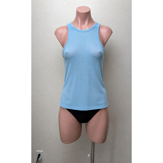 7 For All Mankind Baby Blue High Neck Ribbed Tank Top M