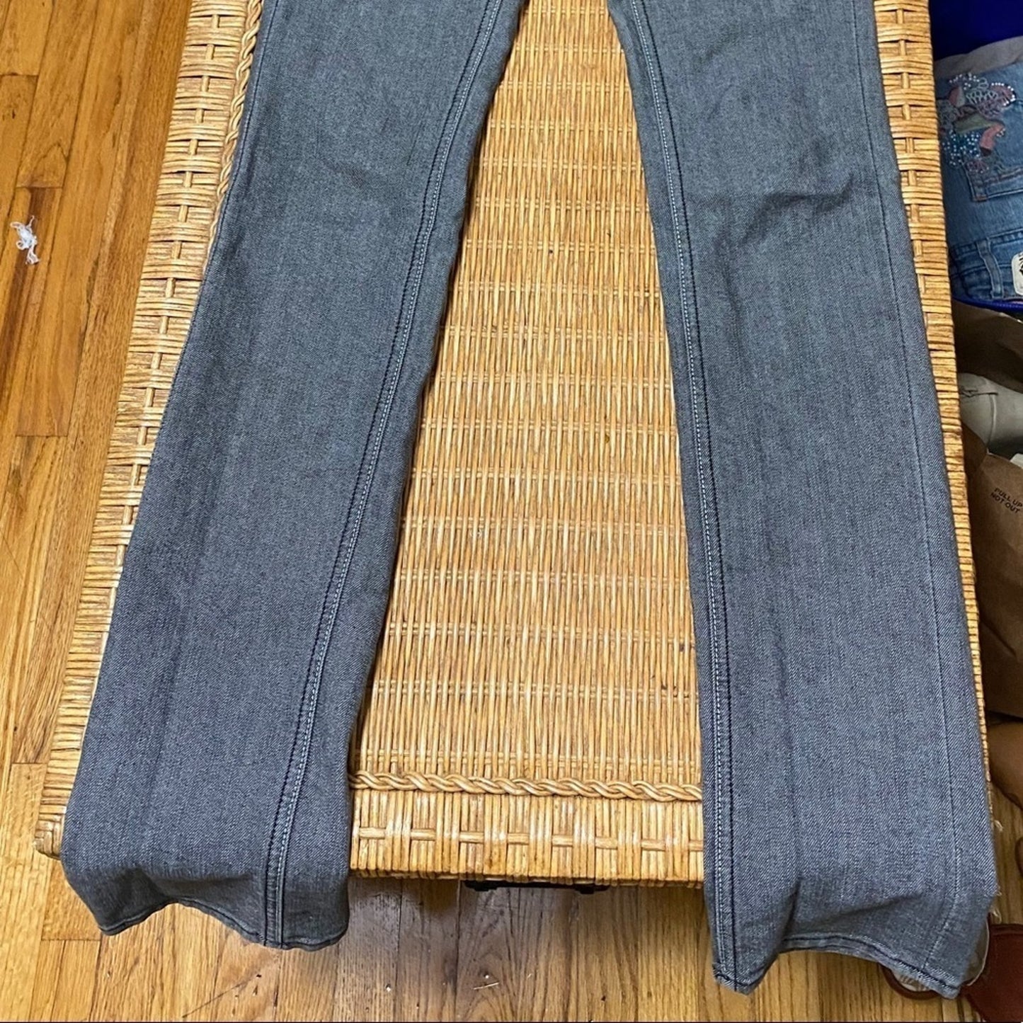 Vintage Y2K Habitual Gray Black Low Rise Straight Skinny Denim Jeans 25