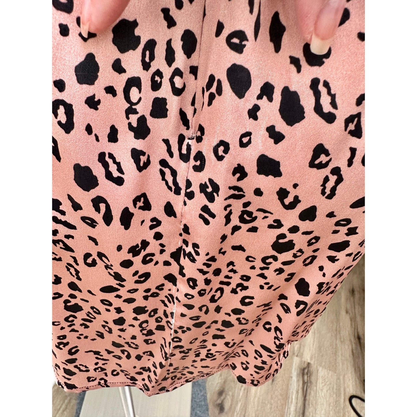 Reformation Silk Cheetah Mini Dress Pink/Black US 6 Spaghetti Strap