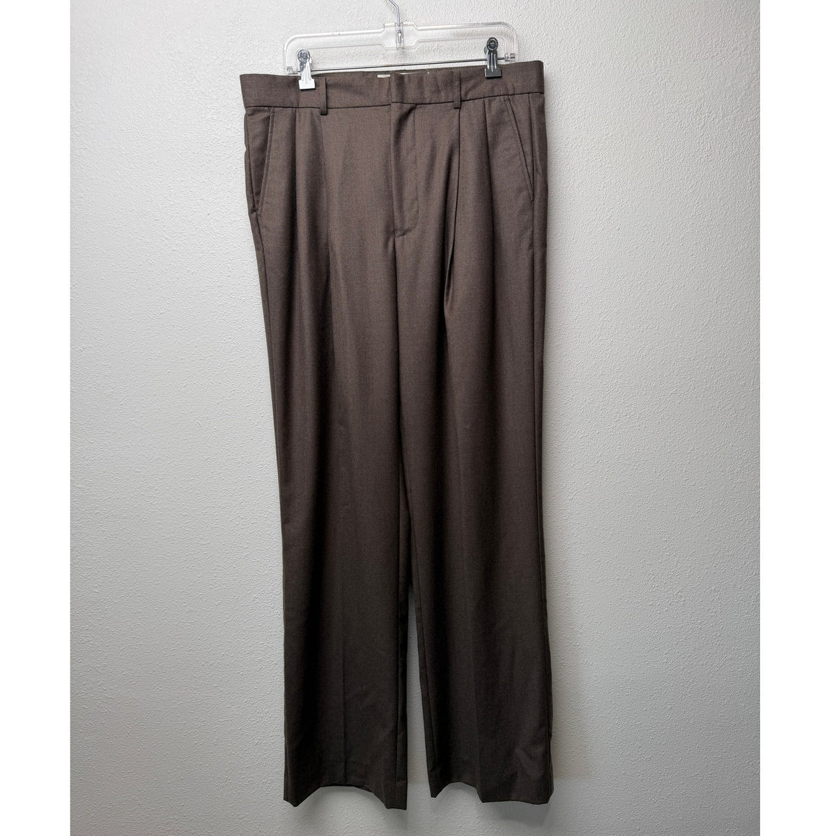 California Arts Brown Wool Pleated Trousers Men 34