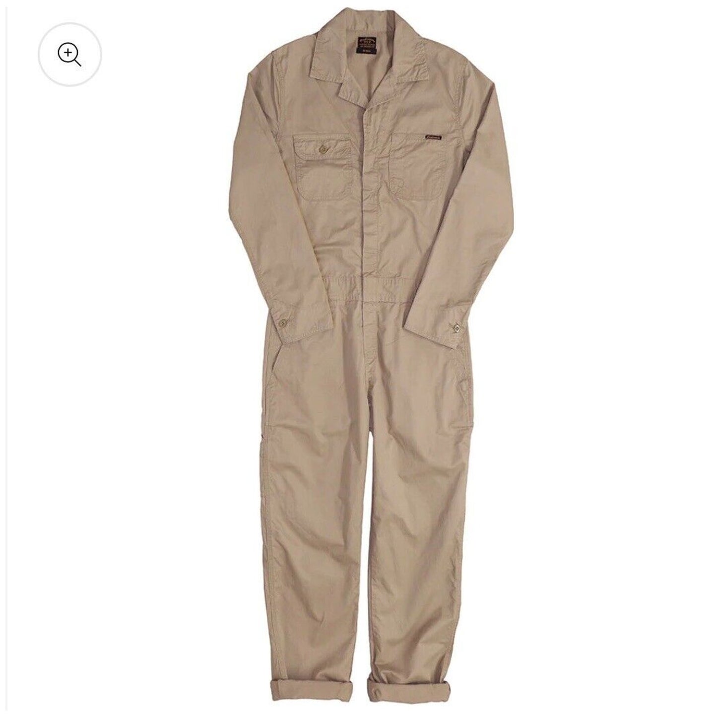 NWT Civilianaire Tan Khaki Zip-Front Long Sleeve Utility Pockets Jumpsuit XS
