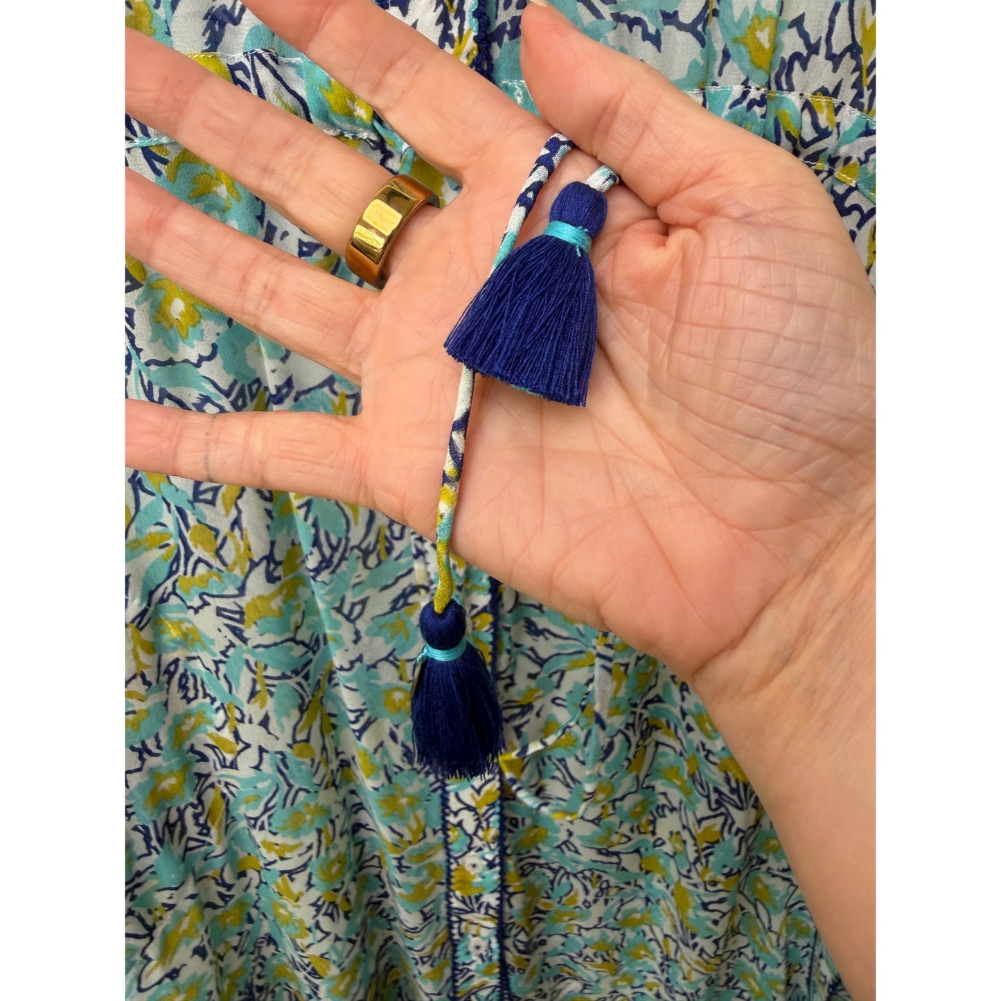 NWT Poupette St Barth Blue Floral Maxi Dress XS
