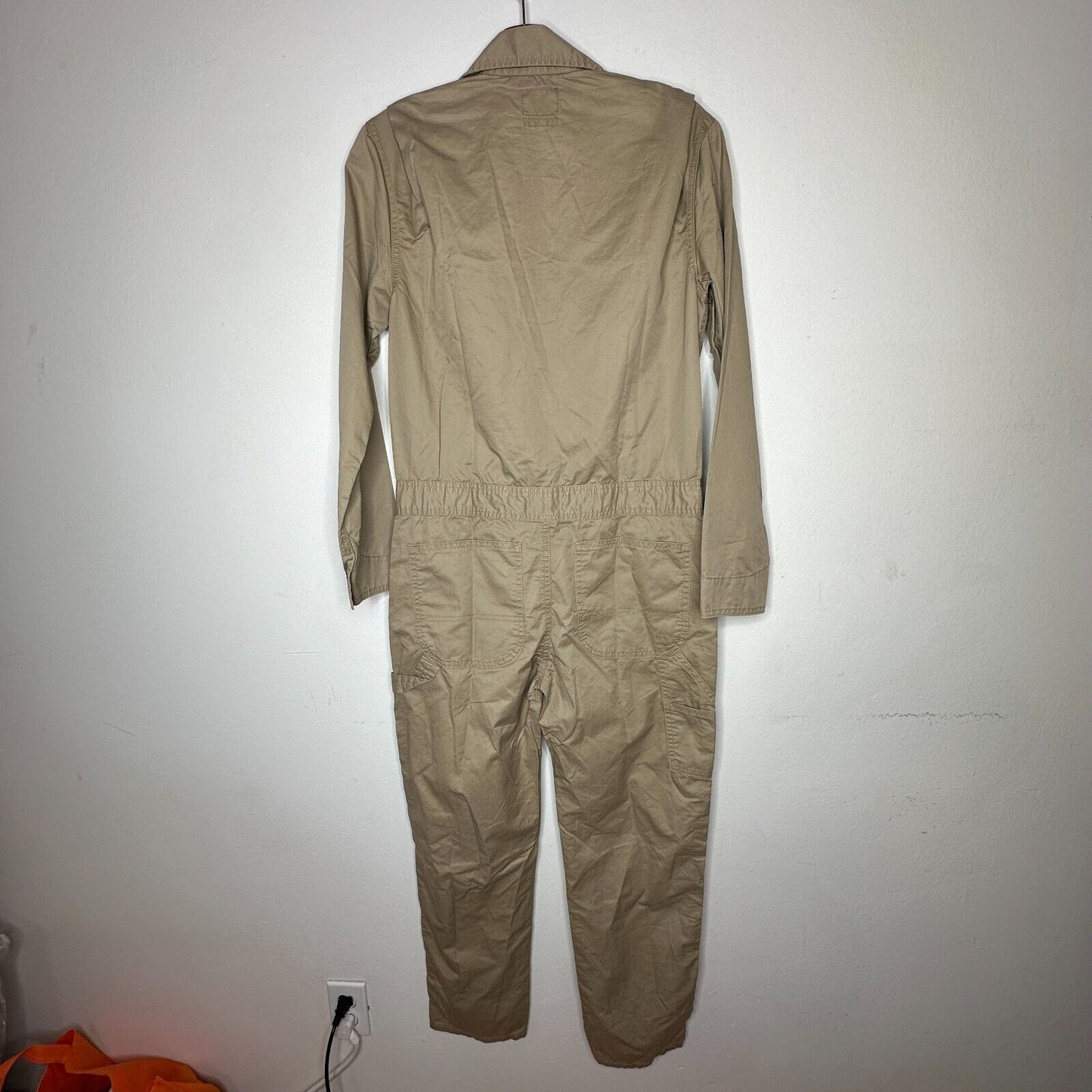 NWT Civilianaire Tan Khaki Zip-Front Long Sleeve Utility Pockets Jumpsuit XS