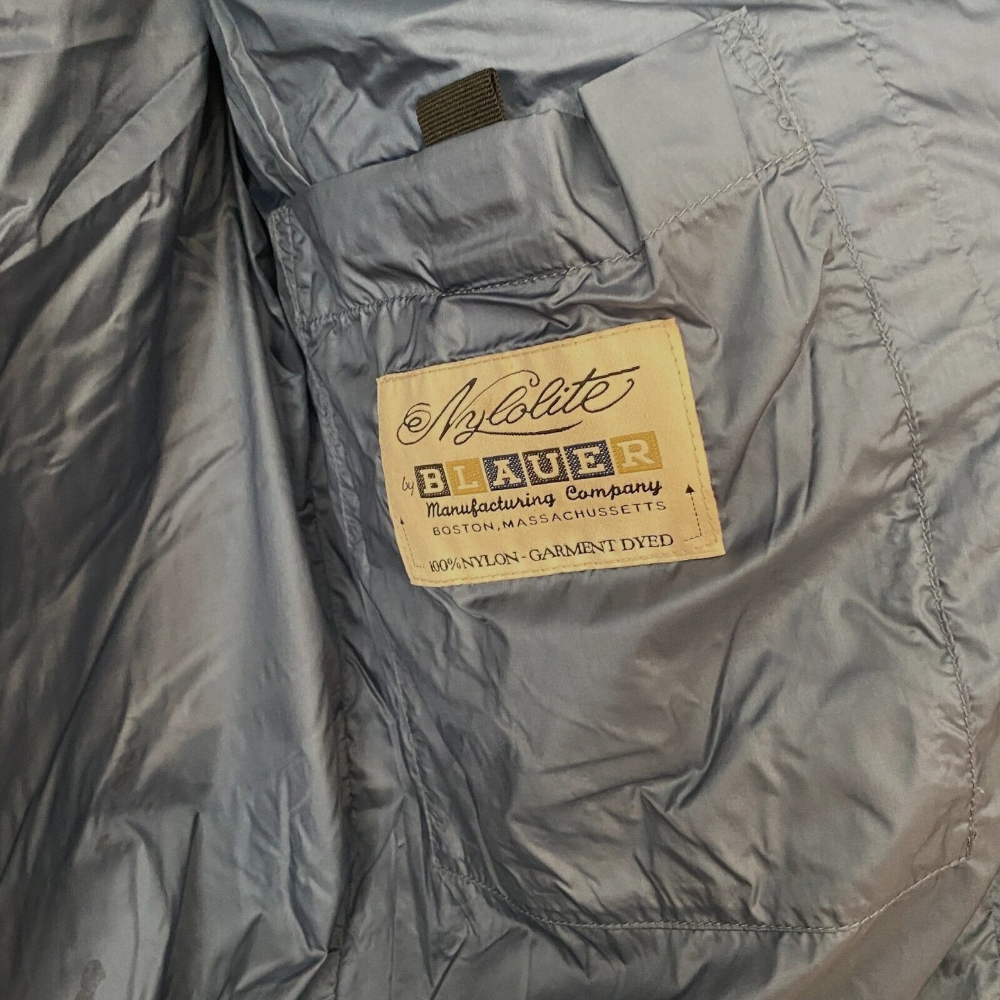 Blauer Nylolite Blue Gray Quilted Super Soft Down Zip Bomber Jacket Coat Medium