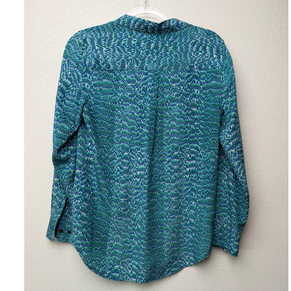 Equipment Blue Green Silk Print Shirt Women S