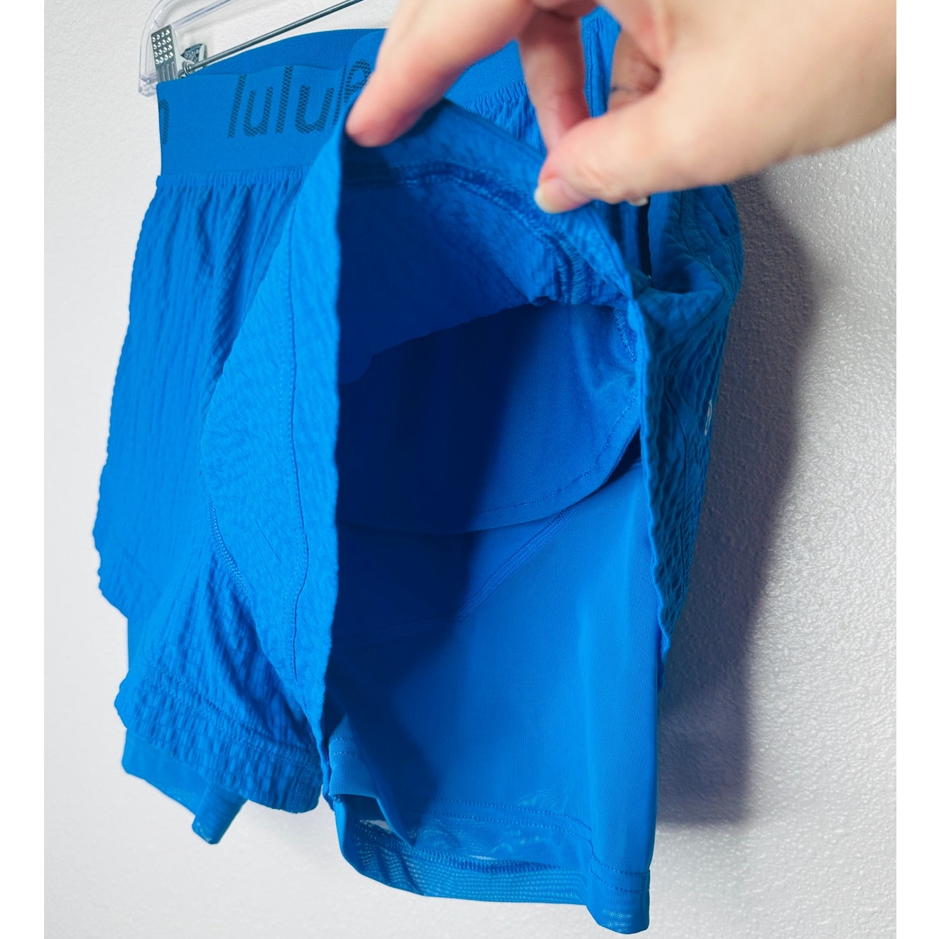 Lululemon Blue Crinkle High Rise Shorts Size 4 Women's Lined Athletic