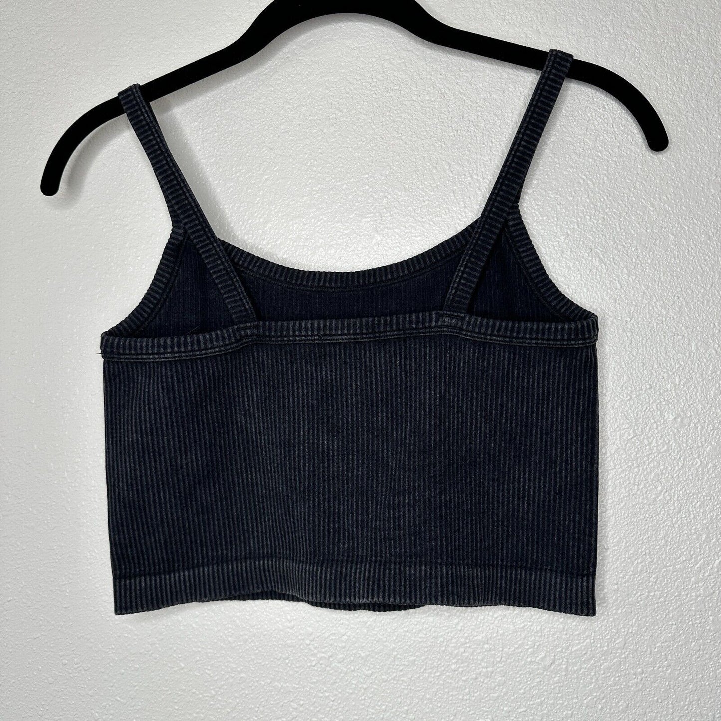 Forever 21 Faded Black Ribbed Square Neck Spaghetti Strap Crop Tank Top S / M
