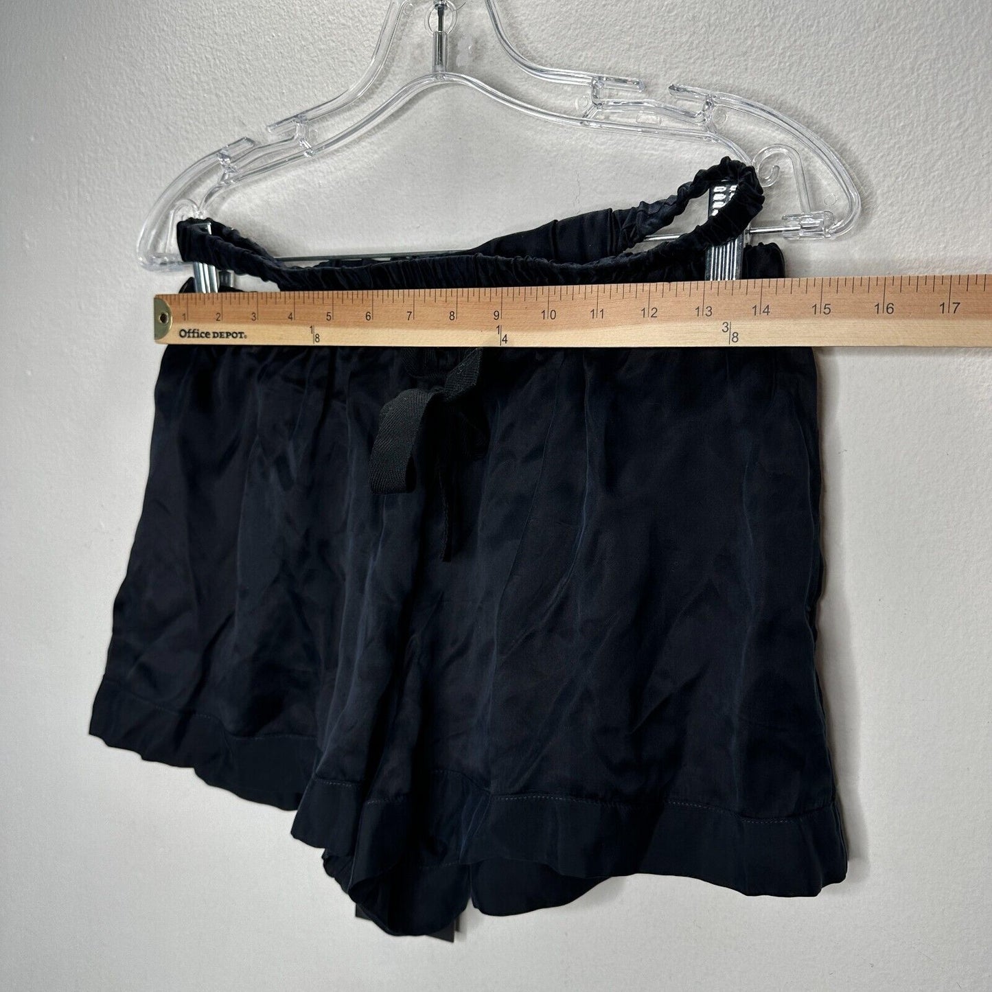 NWT PRFCT NMBR Black Satin Open Side Waistband Drawstring Shorts M