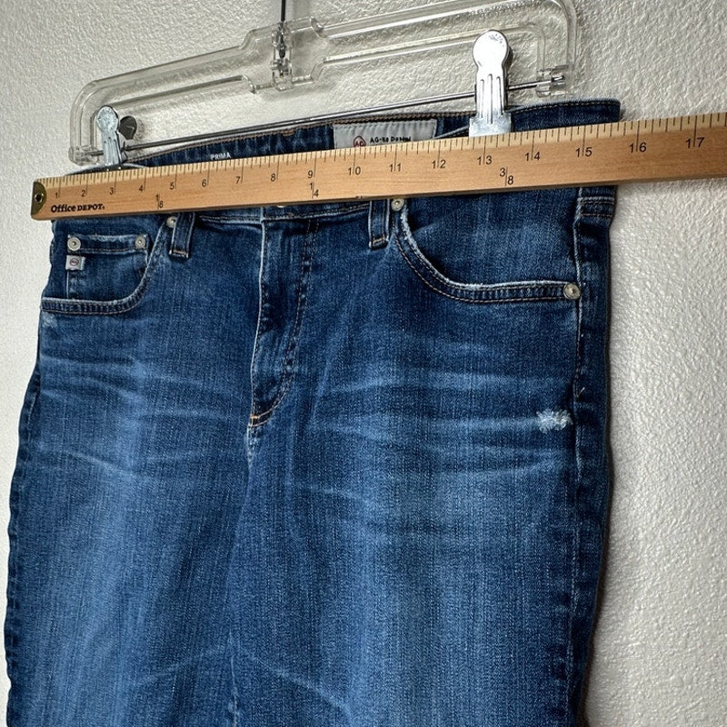 AG Medium Dark Wash Prima Cigarette Leg Whiskered Jeans 30R