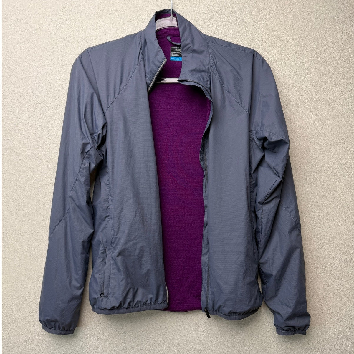 Icebreaker GT Cool-Lite Gray Merino Windbreaker Jacket Women XS