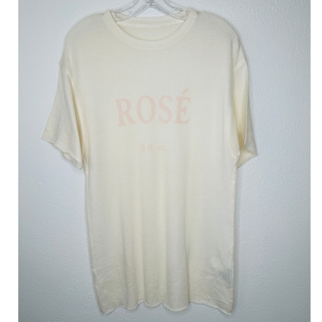 The Elder Statesman Cream with Pink Rose Graphic Cashmere Silk Blend Sweater M