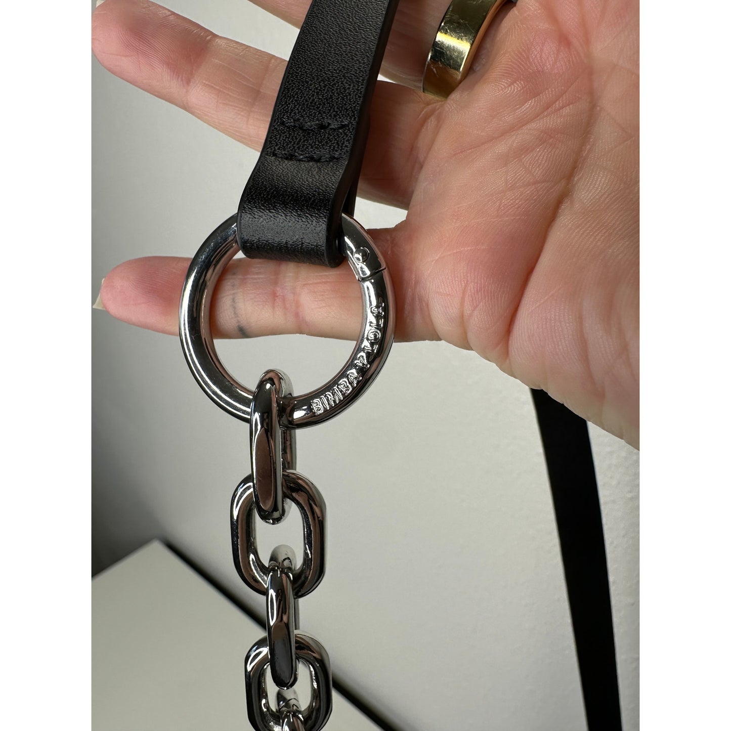 BYL Small Black Padded Nylon Crossbody Bag Leather & Chain Strap