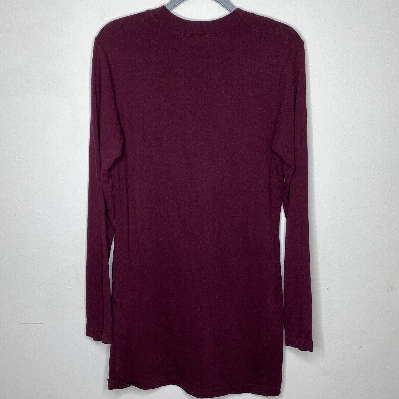 Cotton Citizen Tokyo Eggplant Crew Neck Long Sleeve Cotton Mini Shirt Dress S